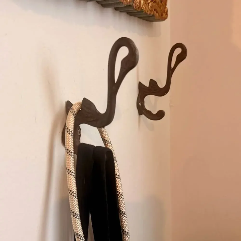 Nouveau Cast Iron Swan Hooks, Set of 6
